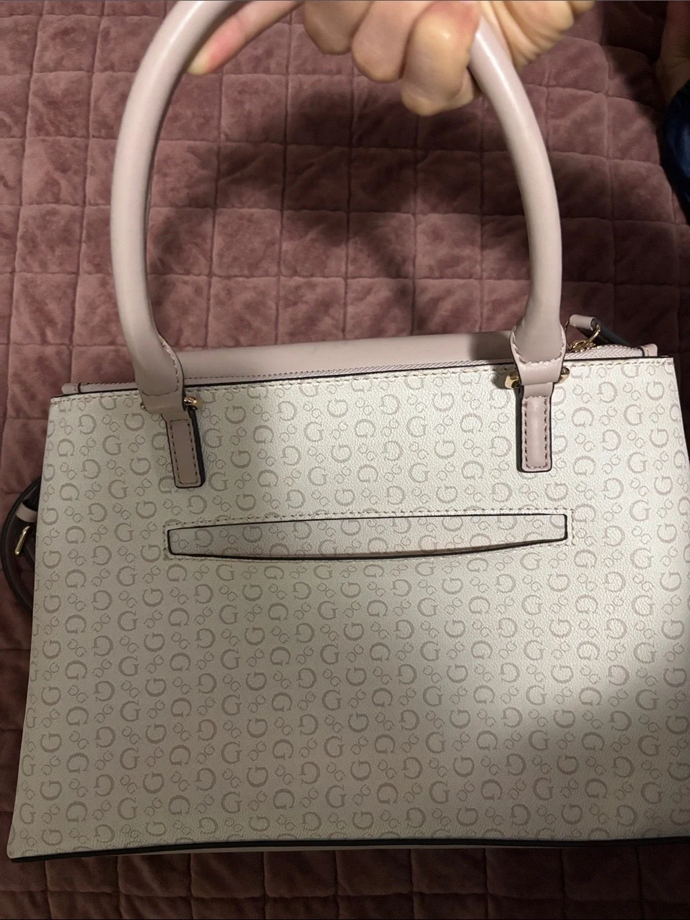 GUESS Women's Logo Satchel Handbag in Light Pink and Cream like new